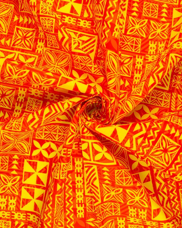 Tissu Polynésien TANE Orange - Tissushop